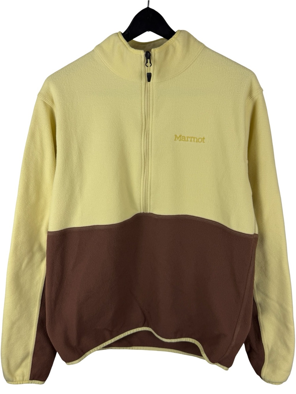 Mens Marmot Outdoors Colorblock Fleece Quarter Zip Yellow Jacket Size M